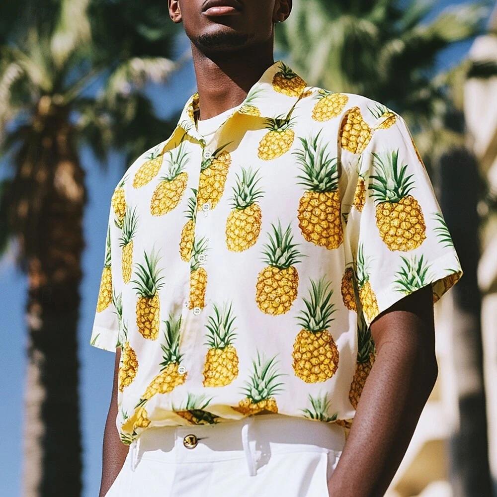 

Men s Shirt Fruit Printing Halikpash Shirt Short-sleeved Shirt Summer Casual Top Loose and Versatile Style Fashion Formal Attire 5XL