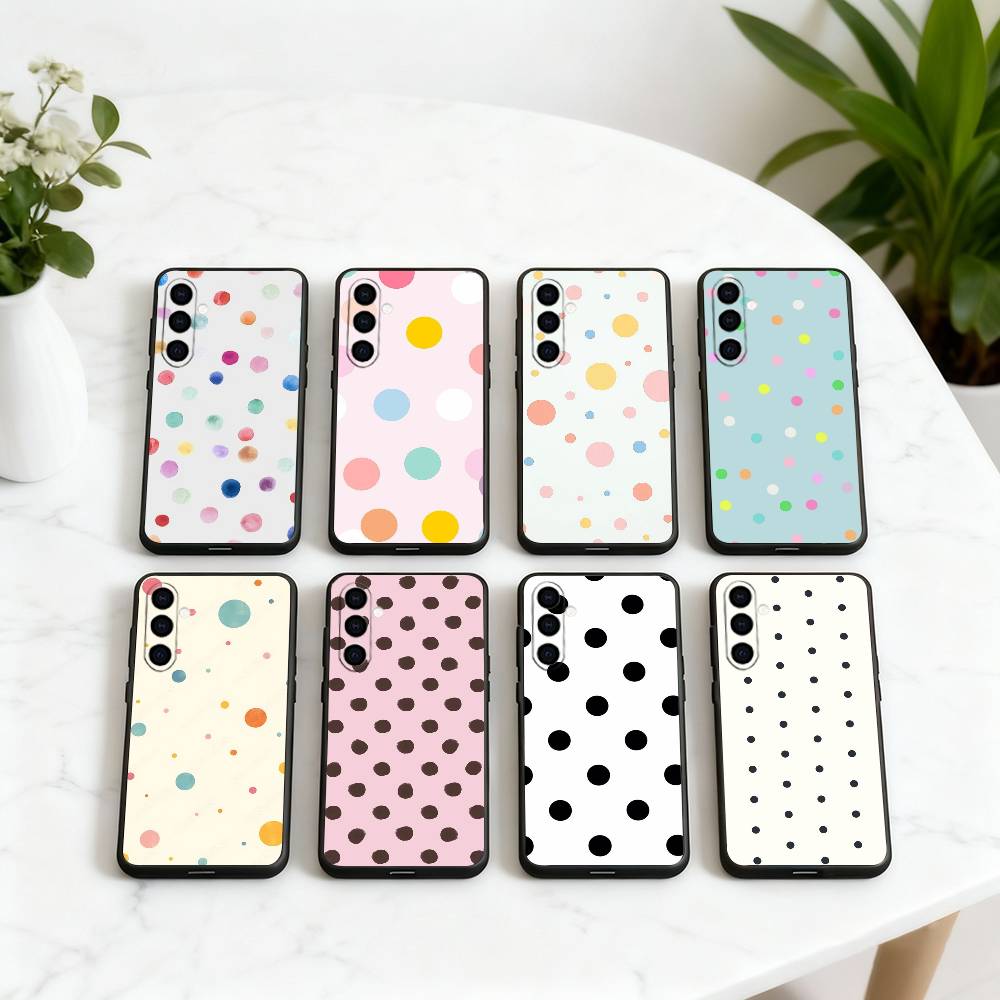 DOT P-Polka Pattern Phone Case For Samsung Galaxy A73,A72,A71,A70,A53,A52,A51,Soft Silicone Black Cover