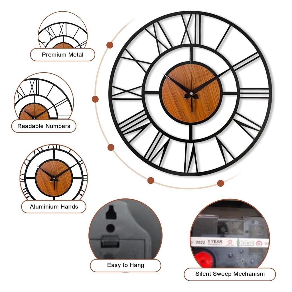 Luxuriöse Metall-Wanduhr für Wohnzimmer | Stilvolle, große, moderne Wanduhr für Schlafzimmer, Flur, Küche & Büro