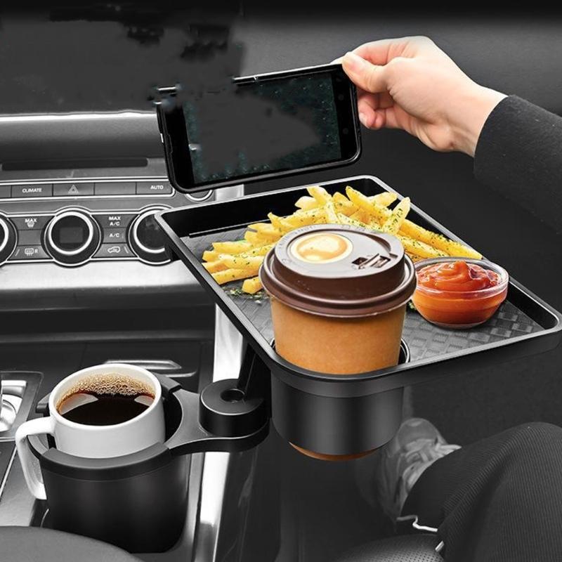 Car Cup Holder Expansion Tray With Nonslip Surfaces For Easy Access To Drinks And Snacks While Driving