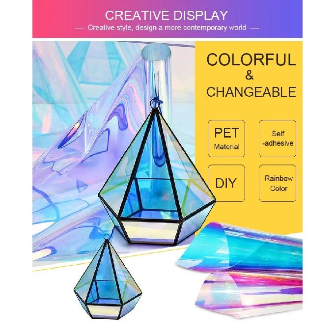 Chameleon Dichroic Building Glass Window Tint UV Cut Colorful Decorative Window Film for Mall Office Self Adhesive Stained Glass