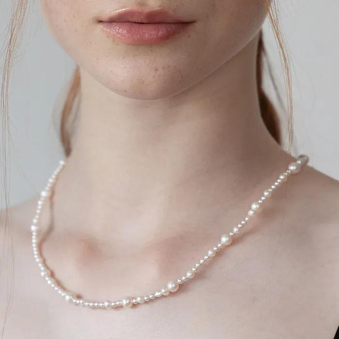 Freshwater Pearl Mix Line Necklace NZ2486