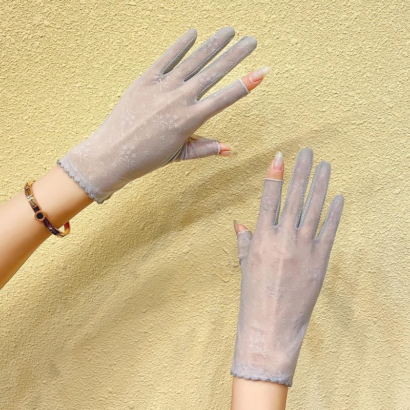 Sunscreen Gloves Summer Thin UV Protection Ice Silk Lace