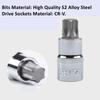 13pcs Torx Bit Socket Set, CRV Sockets, S2 Steel Bits, 1/4-inch (T8-T30), 3/8-inch (T40-T60) & 1/2-inch (T70) Drive, with Case
