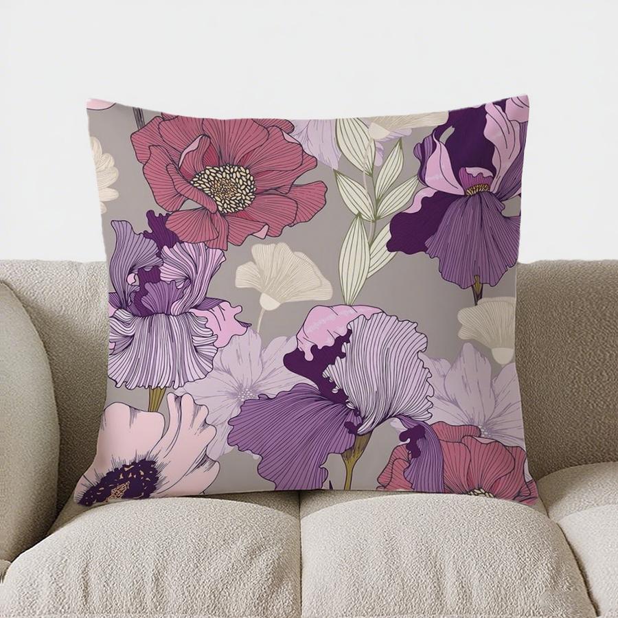 Colorful Floral Pattern Doublesided Printed pillow cover Short plush Suitable living rooms bedrooms sofas throw cushion cover