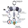 0-3 Years Old Baby Carriage Hanging Black and White Animal Wind Chimes Baby Carriage Hanging Plush Toys