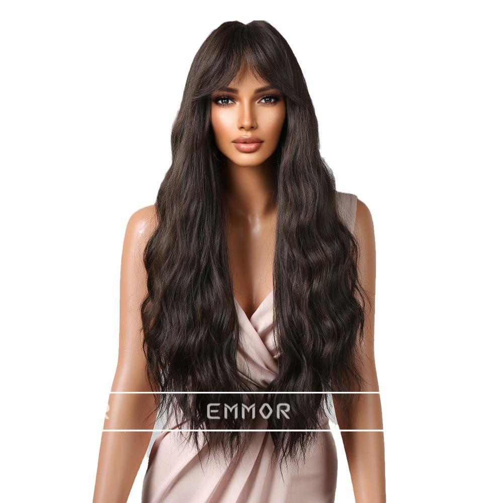 Rose Red Long Cosplay Wig with Bangs - European/American Style, Curly, Realistic, Full Head