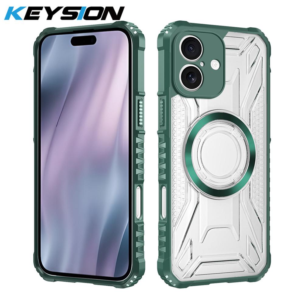 KEYSION Transparent Magnetic Case for iPhone 17 Pro Max Soft Silicone+PC Heavy Duty Shockproof Phone Cover for iPhone 17 17 Air
