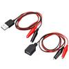 2pcs Circuit Test USB to Alligator Clip Adapter Cable Male Female USB to Alligator Clip Probe USB Cables with Alligator Clip