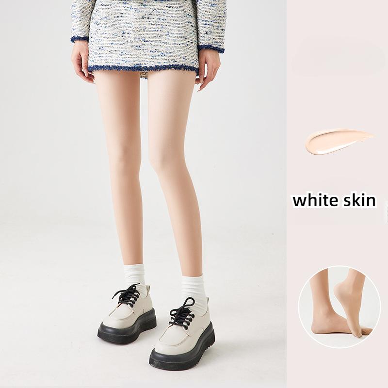 

Женские тонкие леггинсы с высокой талией и носками для осени Шелковые чулки Женские осенне-зимние колготки Леггинсы с флисовой подкладкой Бархатные леггинсы Колготки 200D Without Fleece