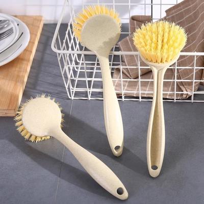 Multi-functional Wooden Handle Kitchen Cleaning Pot Brush Oil-free Long-handled Dishwashing Brush Soft Brush