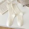 Female Spring and Autumn Solid Color Lace In The Tube Pile Pile Cotton Socks