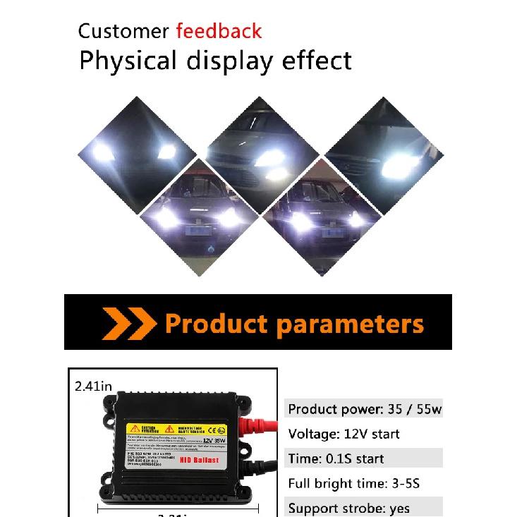 2Pcs Slim HID Ballast 55W Direct Direct Current 12V HID Xenon Ballast Replacement For H1 H3 H7 H8 H11 9005 9006 Xenon Bulbs