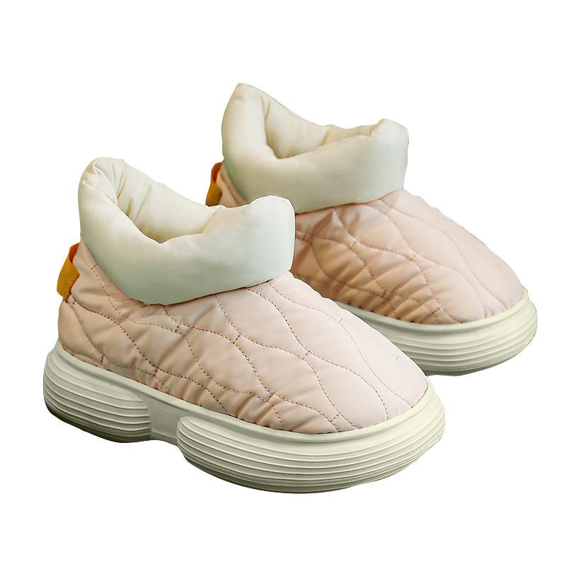 Down cloth cotton slipper bag heel winter warm down thickened fashion outside wear couple indoor cotton shoes