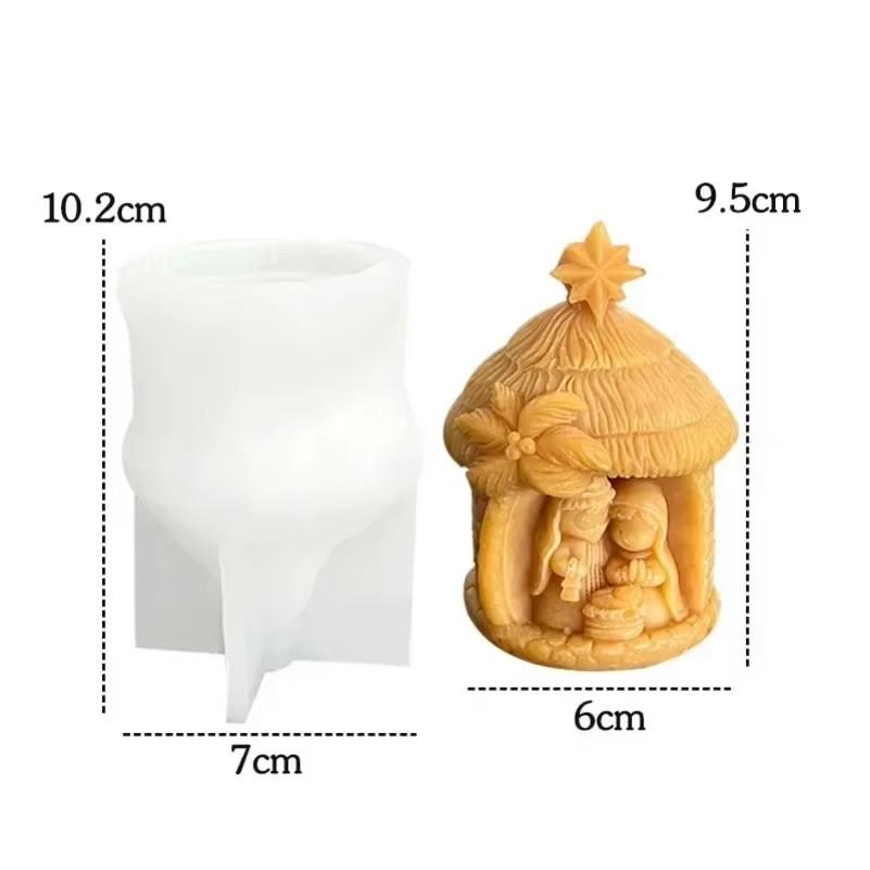 

Святая религия Рождество Силиконовая форма для свечей 3D Каменный дом Ароматерапия Гипс Мыло Эпоксидная смола Ремесла Литейная форма Подарок