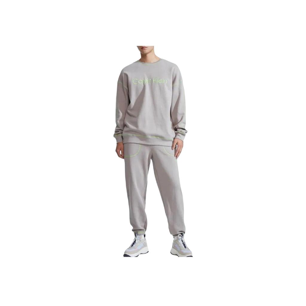 Calvin Klein Color Block Embroidered Letter Loose Casual Pants Men Bottoms Gray Brown NM2459-PET