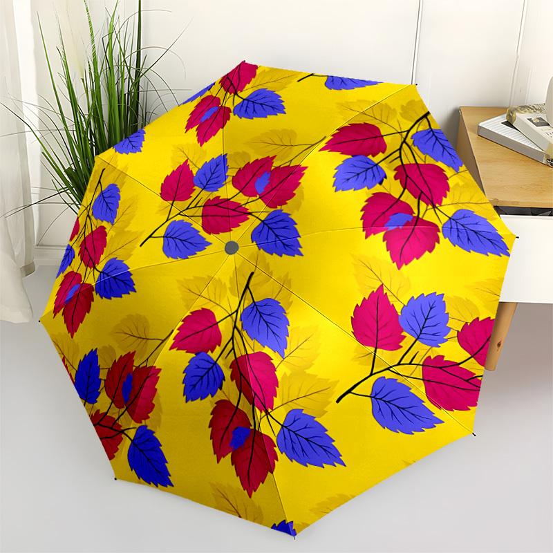 

1pc Autumn Leaves Automatic Open/close Folding Umbrella, Compact Portable Travel Umbrella, Durable Construction yy251230157