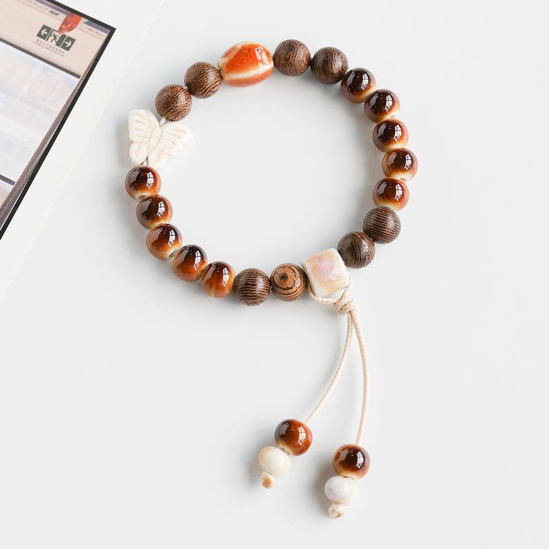 Retro Ethnic Style Jingdezhen Porcelain Beads Woven Carrying Strap Couple Hand Jewelry Student Ceramic Bracelet New Chinese Bracelet Women