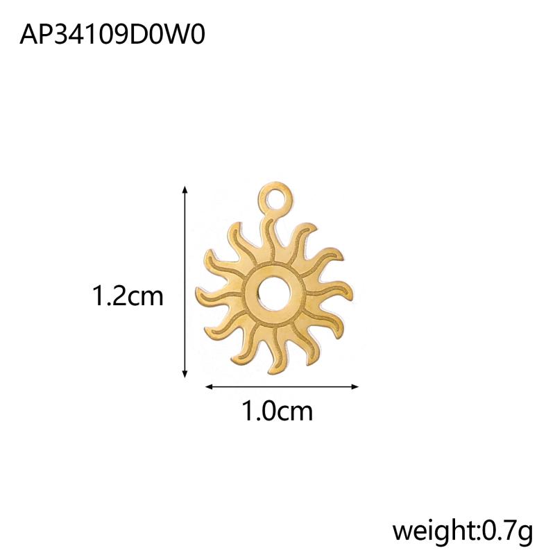 Colorful 18K Gold Plated Oil Drop Stainless Steel Charms Enamel Sun Flower Moon Pendants For Necklace Jewelry Making