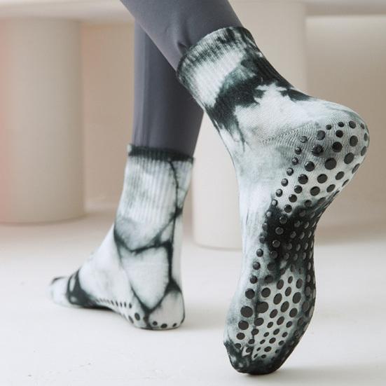 

1 пара окрашенных в галстук носков для йоги весна лето женщины дышащие хлопчатобумажные носки профессиональные нескользящие танцы балет пилатес фитнес спортивные носки