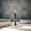 Crimson Gothic Cross Pendant Necklace Jewelry European and American Punk Style Weird Style