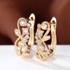 Elegante weiße Zirkon-Blatt-Tropfen-Ohrringe für Frauen Goldfarbe Hohle Creolen Modeschmuck Weihnachtsgeschenk