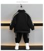 Boys' Trendy Fleece-Lined Zip-Up Cardigan & Pants Set for Autumn and Winter
