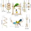 Random Bell 8PCS Bird Toys for Parakeets, Parrot Swing Chewing Hanging Standing Wooden Toys Bird Cage Accessories