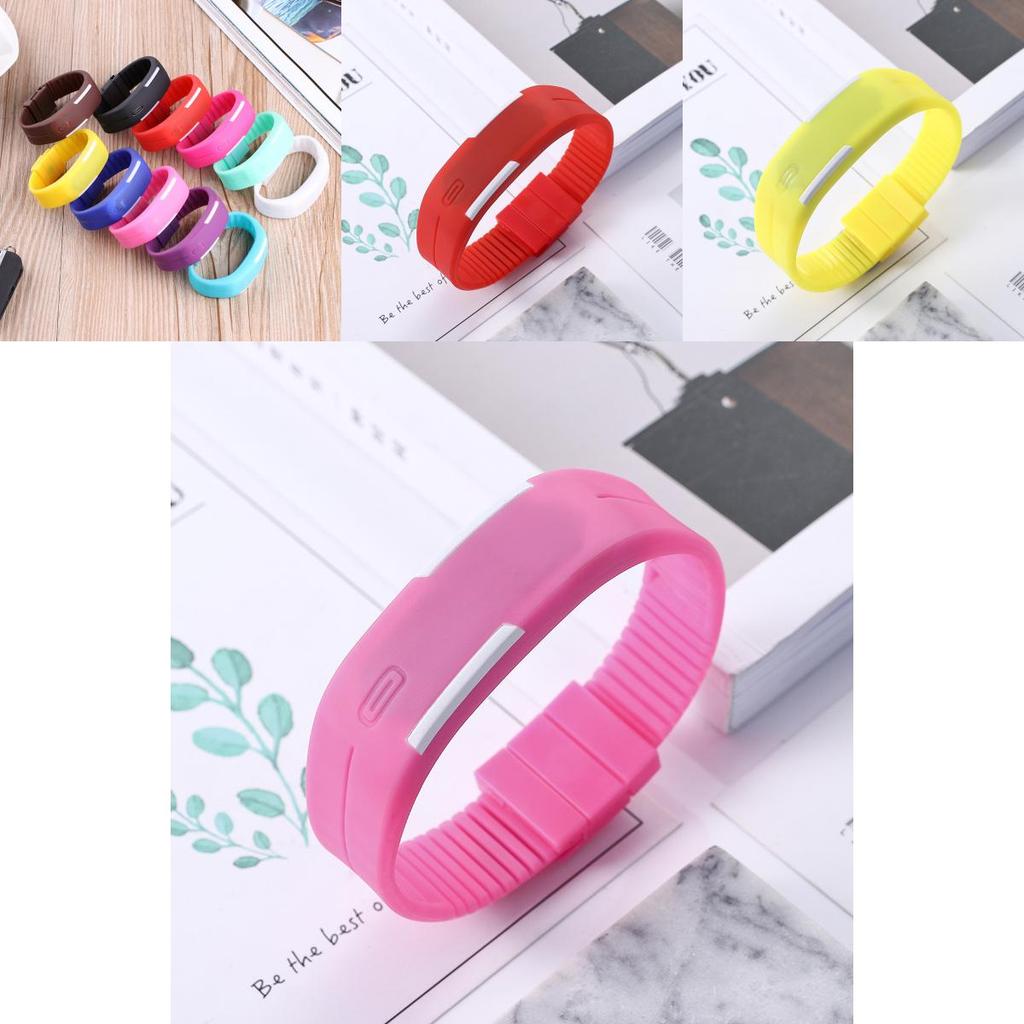 Stylish Kids Digital Led Silicone Watch With Adjustable Strap And Rectangular Dial