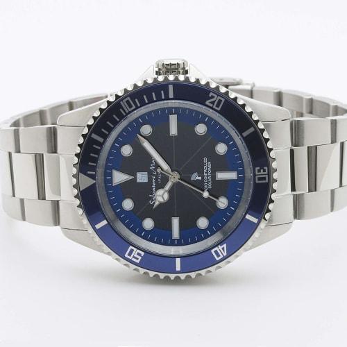 Salvatore Marra Men's Watch, Radio-Controlled Solar, Business Style, Popular Brand, Waterproof, Gift, Blue, with Cloth, SSBL