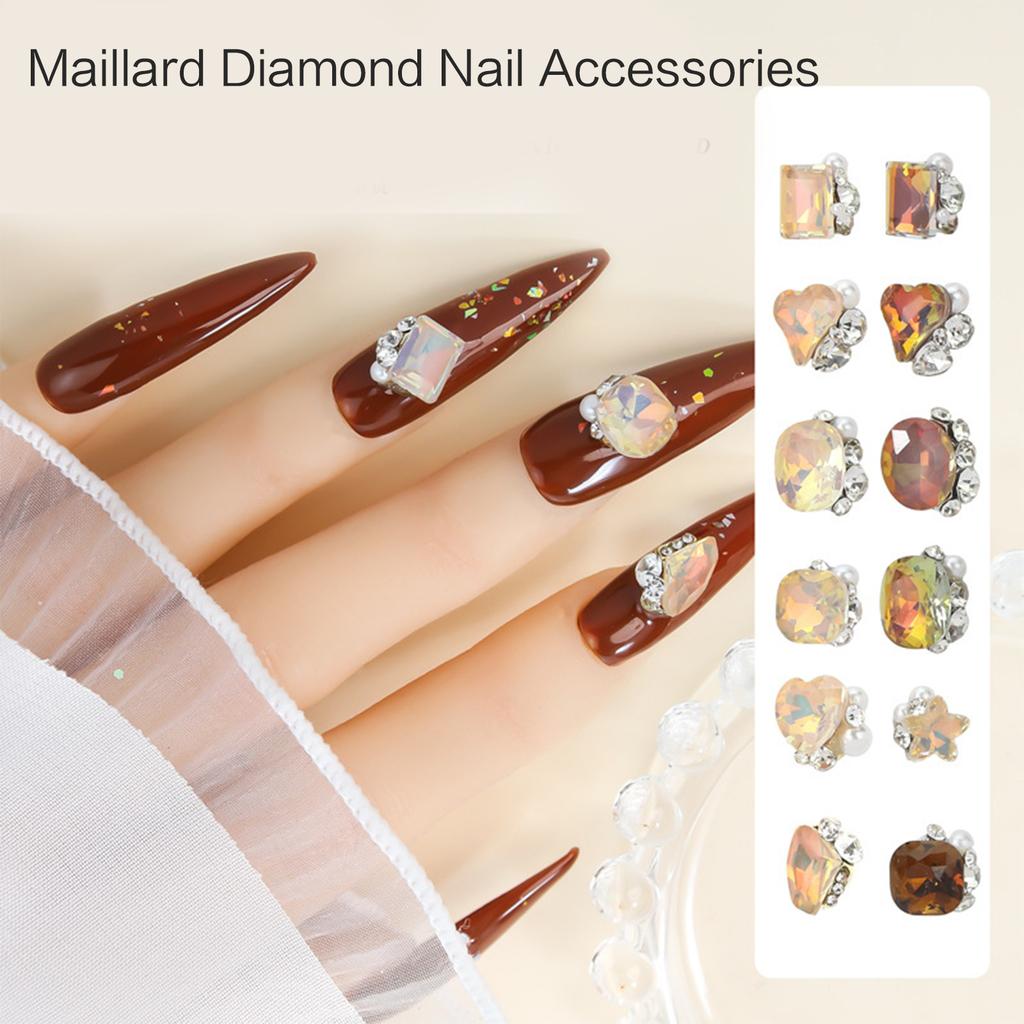 10 Stück Herzform Nailart-Charms Nailart-Strasssteine Quadratische Nagel-Charms DIY Nailart-Zubehör Maniküre-Zubehör