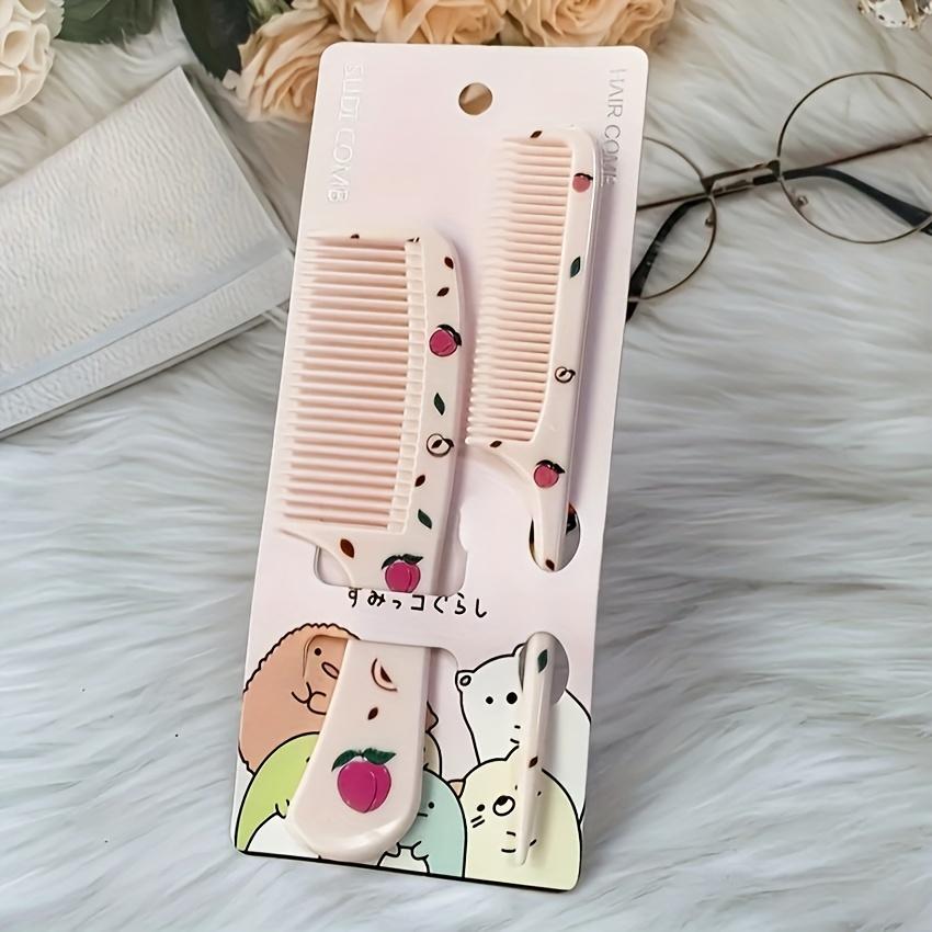 2pcs Vibrant Fruit Pattern Hairbrush Set - Durable ABS Plastic Rat Tail Comb with Fine Teeth & Wide Tooth Brush for Smooth Styling