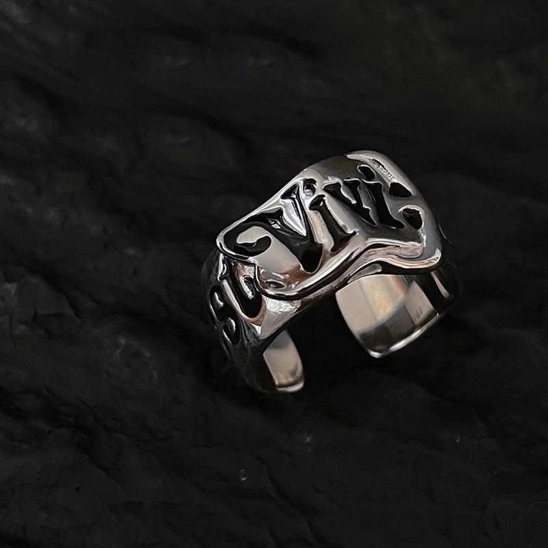 Rainbow Letter Belt Open Ring Niche Design Retro Personality High Sense Cold Wind Ring