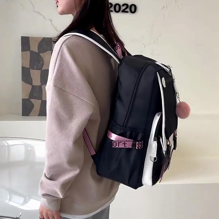3Pcs/set Demon Slayer Kamado Nezuko Backpacks for Girls Anime School Bag Teenager Student Canvas Laptop Back Pack Women Rucksack