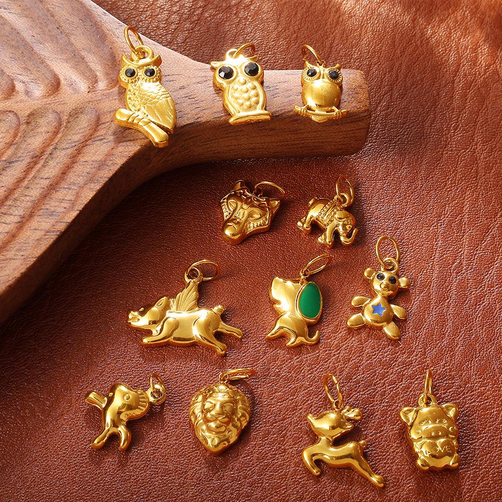 18K Gold-Plated Stainless Steel Elephant Pendant for Necklace or Bracelet