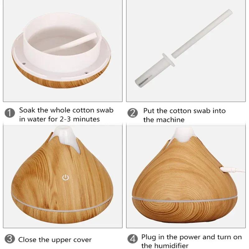 350ML Aromaterapeutyczny dyfuzor olejków eterycznych z drewna, pilot zdalnego sterowania, ultradźwiękowy nawilżacz powietrza, chłodny z 7-kolorowym światłem LED