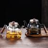 Transparent Glass Tea Kettle with Walnut Handle