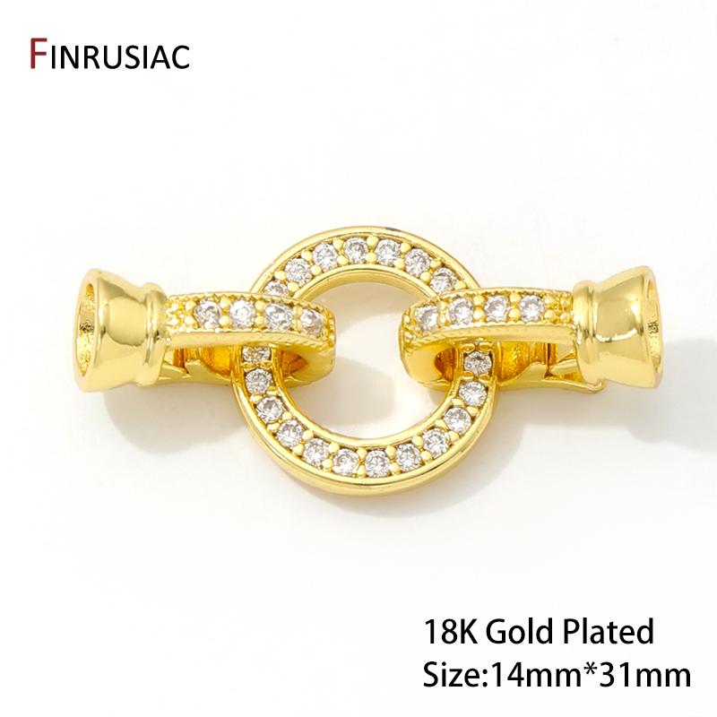

18K Gold Plated Brass Inlaid Zircon Round Pearl Clasps Connector,Clasps For Bracelet,DIY Bracelet Necklace Making Supplies 1 piece