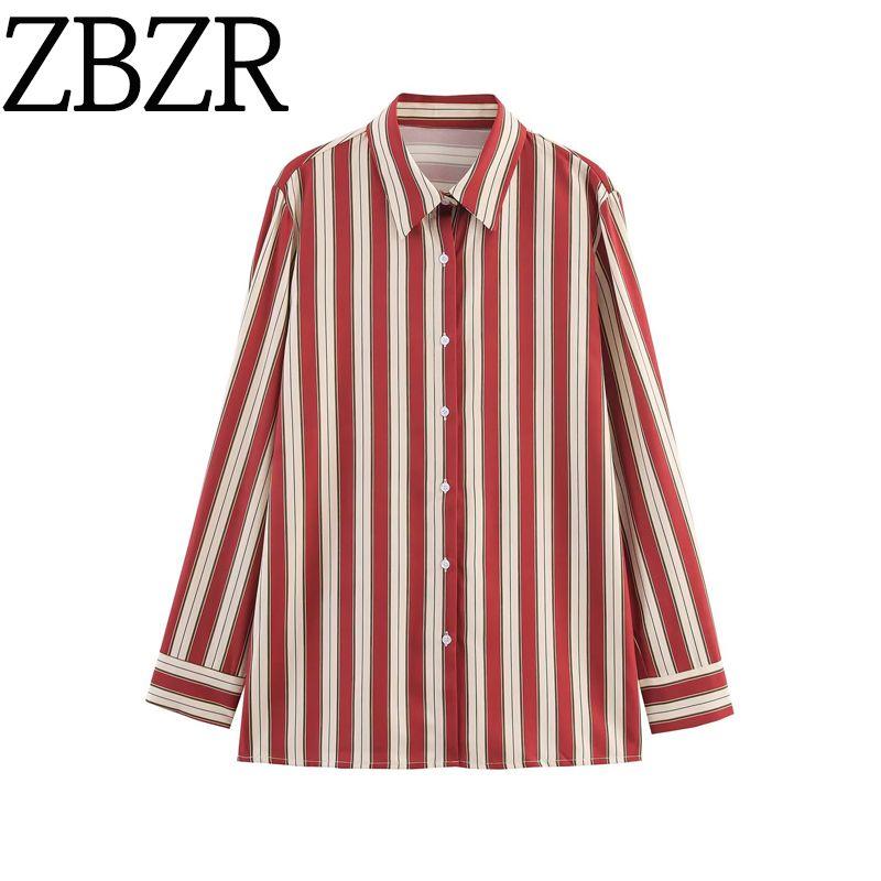 Za Autumn New Arrivals Women's Clothing Zr European and American Style Fashionable Versatile Casual Daily Striped Waist-Tightening Long-Sleeve Shirt