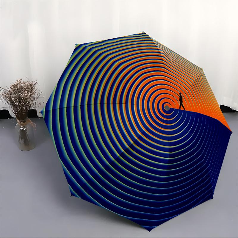 1pc Spiral Journey Automatic Folding Umbrella - Design, Durable Iron Frame for Travel, Outdoor, Beach Fashion Accessory a0920042