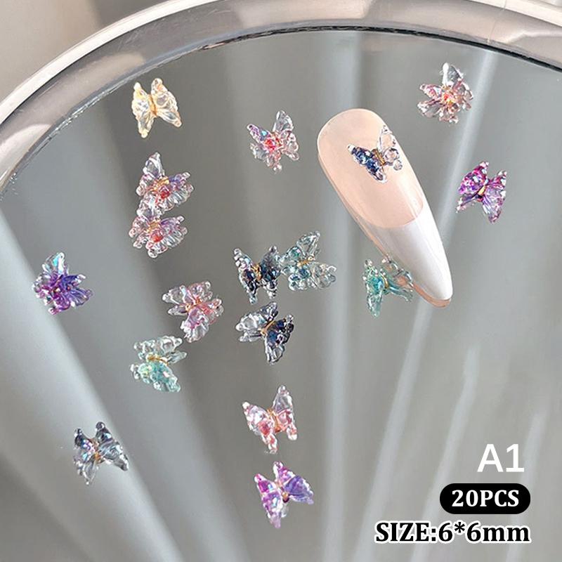 

20 шт. Красочные 3D смоляные бабочки Шармы для нейл-арта Аксессуары для украшения ногтей Дизайнерские материалы Инструмент для красоты A1