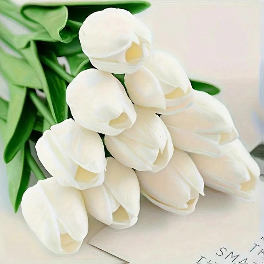 Elegant Artificial Tulip Flowers, Leaf Decorations, Perfect for Weddings, Photography Props, Home & Bedroom Decoration Gifts