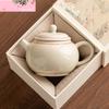 150ml Hand Drawn Double Line Ceramic Teapot Antique Plant Ash Galze Pot Tea Brewing Kettle Tieguanyin Tea Services Supplies Gift