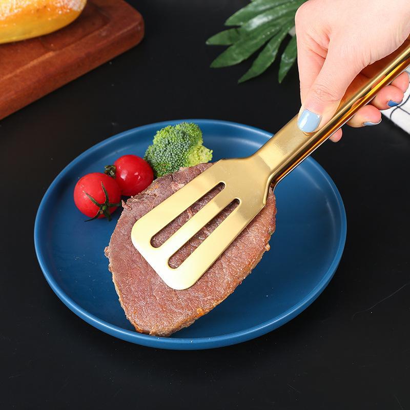 Edelstahl Gold Lebensmittelzange Hitzebeständig Rutschfest Mehrere Stile Für Küche Backen Servieren Grillen Abendessen
