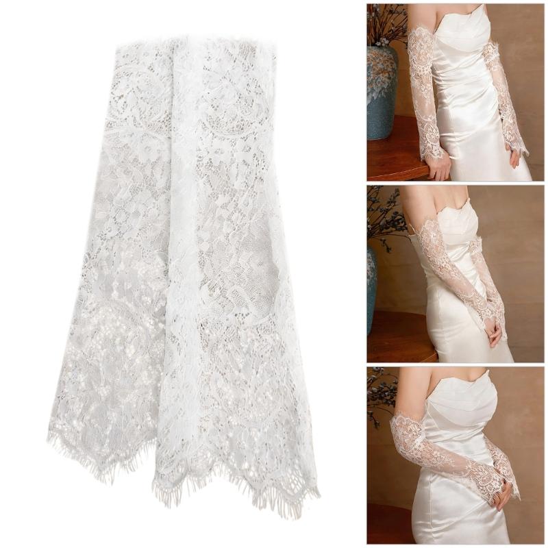 Lace Floral Pattern Lace Gloves Arm Sleeves For Wedding Gowns Sheer Armwear for Bride Ceremony Photography Supply