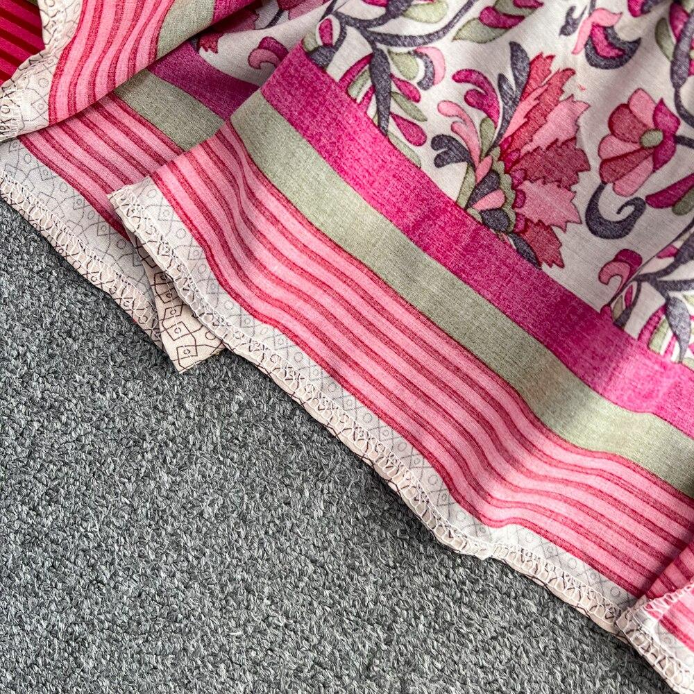 2025 Summer Irregular High Waist Slim Bohemian Seaside Holiday Print Loose Covering A-Line Skirt