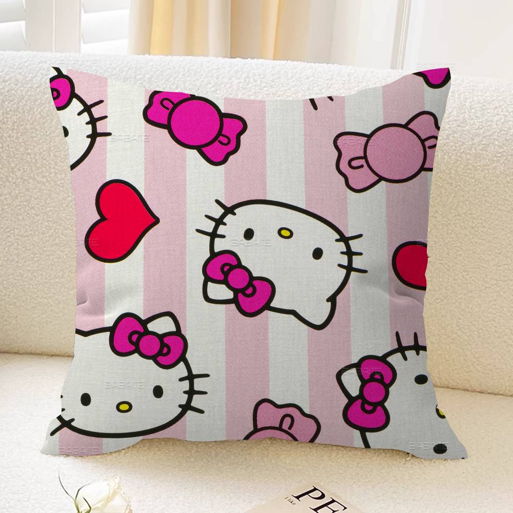 Cute H-Hello K-Kitty Cartoon Cushion Cover Inches Farmhouse Decor Home Throw Pillow Covers For Couch Decorations