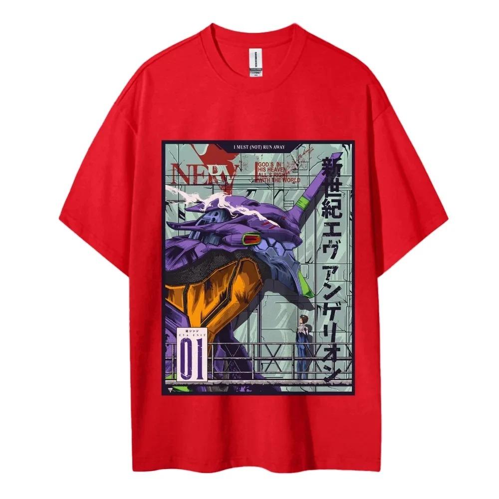 Neon Genesis Evangelion Cotton Unisex Crewneck Anime T-Shirt Comfortable Short-sleeved Sports and Casual Men's and Women's Tops