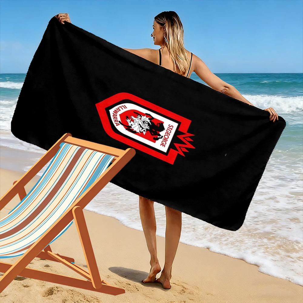 "St George Illawarra Team Emblem Design" Patterned beach towel quick dry perfect for travel outdoor sports jogging the beach and swimming