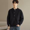 Unisex-Strickjacke mit Baseballkragen, grob gestrickt, Modell 2026: Lässiger, einfarbiger Strickmantel für Frühling/Herbst.